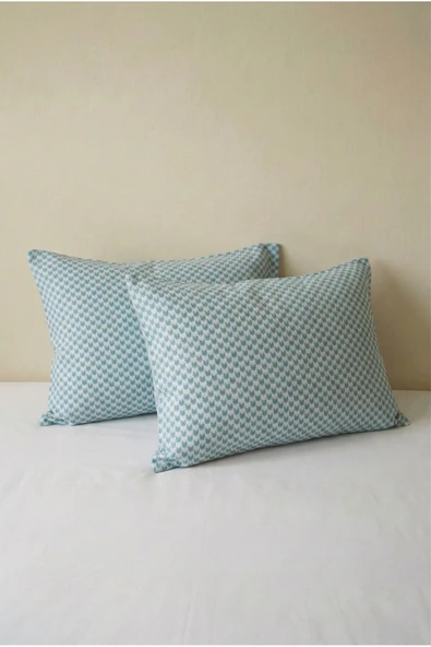 Motif Mağaza 2'li Yastık Kılıfı | %100 Pamuk Saten | Baskılı | 50x70 cm  Turkuaz Melanj 50 x 70 ürün görseli 1