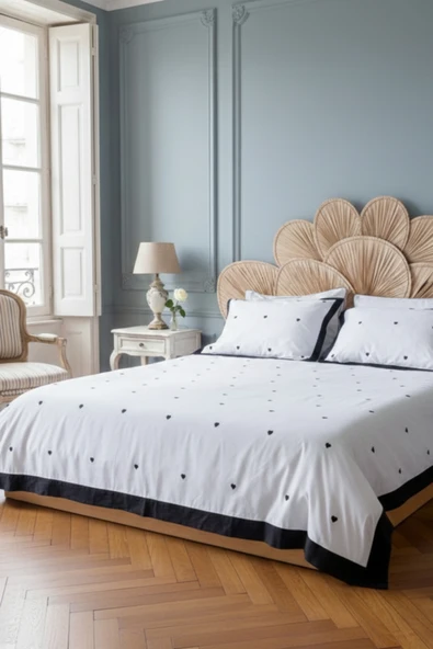 Motif Mağaza Cœurs Çift Kişilik Nevresim Takımı %100 Pamuk Saten (Lastikli Çarşaf - Nevresim - 2 Yastık Kılıfı)  Beyaz 200 x 220 ürün görseli 1