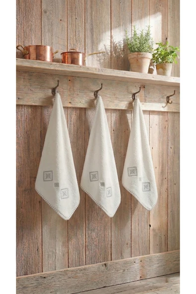 Motif Mağaza 3'Lü Set Mutfak ve El/Yüz Havlusu 30x50 cm %100 PAMUK  Gri 30 x 50 ürün görseli 1