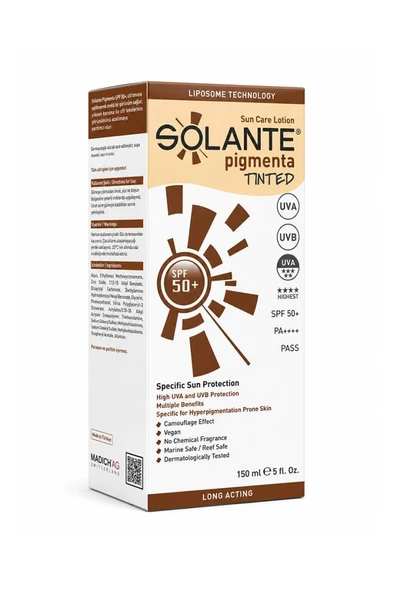 Solante Pigmenta Lekeli Ciltler için Renkli 150 ml 50 Faktör Güneş Losyonu ürün görseli 1