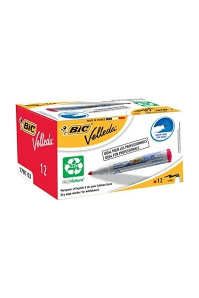 Bic Velleda 1701 Beyaz Tahta Kalemi Kırmızı 12`li Kutu ürün görseli 1