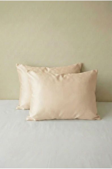 Motif Mağaza 2'li Yastık Kılıfı | %100 Pamuk Saten | 50x70 cm  Ekru-Somon 50 x 70 ürün görseli 1
