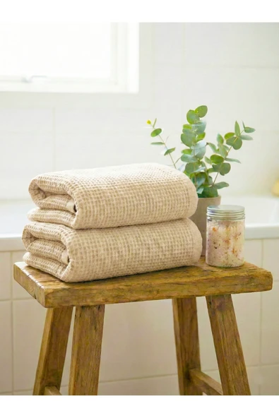 Motif Mağaza 2'Li Set Waffle Pike Banyo Havlusu Kadın Erkek 100x170 Cm  Kozmik Latte 100 x 170 ürün görseli 1