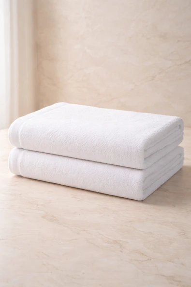 Motif Mağaza -Hafif Defoludur- 2'li Banyo Havlusu Seti Kadın-Erkek 85x150 Cm Premium MicroCotton %100 PAMUK  Beyaz 85 x 150 ürün görseli 1