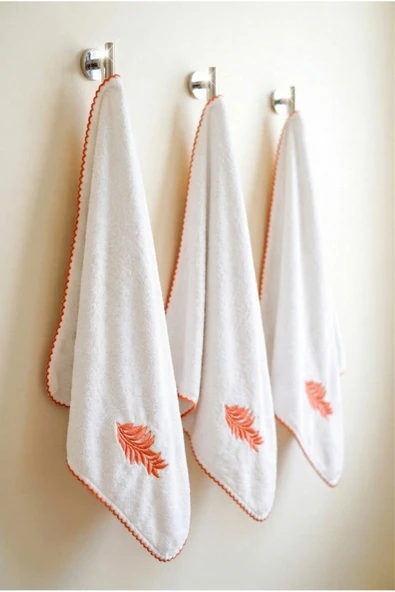 Motif Mağaza 3'Lü Set Mutfak ve El/Yüz Havlusu 30x50 cm %100 PAMUK  Turuncu Yaprak 30 x 50 ürün görseli 1
