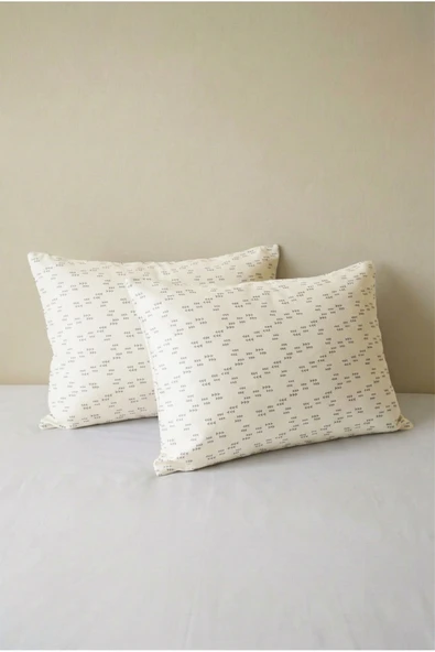 Motif Mağaza 2'li Yastık Kılıfı | %100 Pamuk Saten | Geometrik Baskılı | 50x70 cm  Beyaz 50 x 70 ürün görseli 1