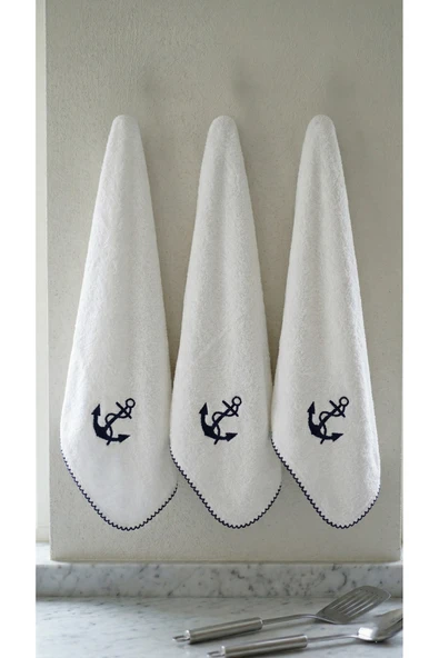 Motif Mağaza 3'Lü Set Mutfak ve El/Yüz Havlusu 30x50 cm %100 PAMUK  Beyaz 30 x 50 ürün görseli 1