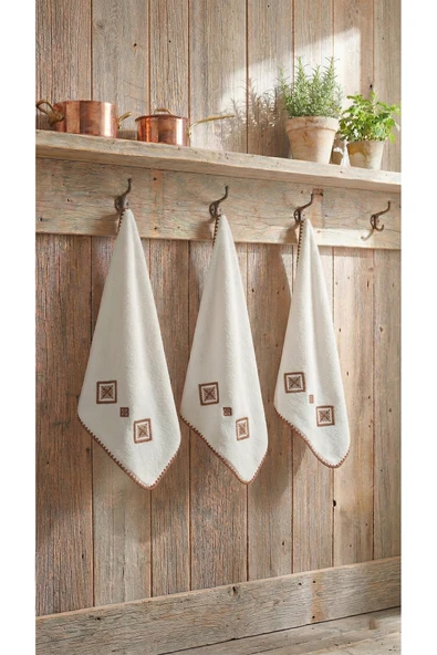 Motif Mağaza 3'Lü Set Mutfak ve El/Yüz Havlusu 30x50 cm %100 PAMUK  Koyu Kahverengi 30 x 50 ürün görseli 1