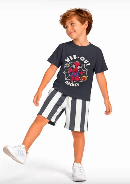 Cg Kids Örümcek Adam Spidey Erkek Çocuk Tshrit&Şort Alt Üst Takım Süper Kalite ürün görseli 1