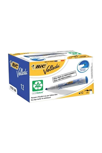 Bic Velleda 1701 Beyaz Tahta Kalemi Mavi 12`li Kutu ürün görseli 1