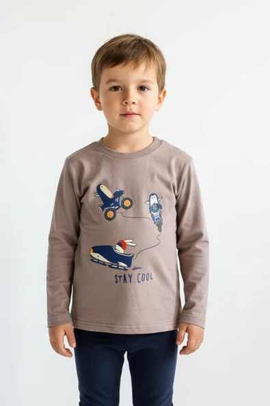 Toontoy Erkek Çocuk Penguen Baskılı Sweatshırt ürün görseli 1