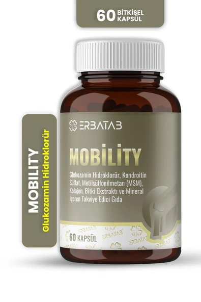 Erbatab Mobility 60 Bitkisel Kapsül Glukozamin Kondroitin MSM ve Kolajen İçeren Takviye Edici Gıda ürün görseli 1