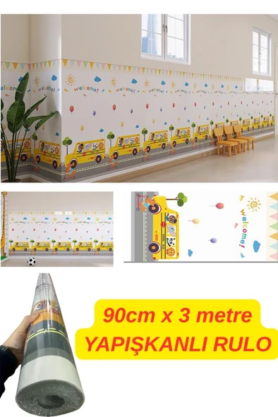 90cmx 3 Metre Rulo Kendinden Yapışkanlı Duvar Paneli Kağıdı Kreş Anaokulu Bebek Odası Koruma Yalıtım ürün görseli 1