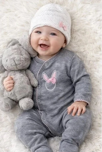 Sevimli Tşan Desenli Kız Bebek 4’lü Tulum Seti ürün görseli 1