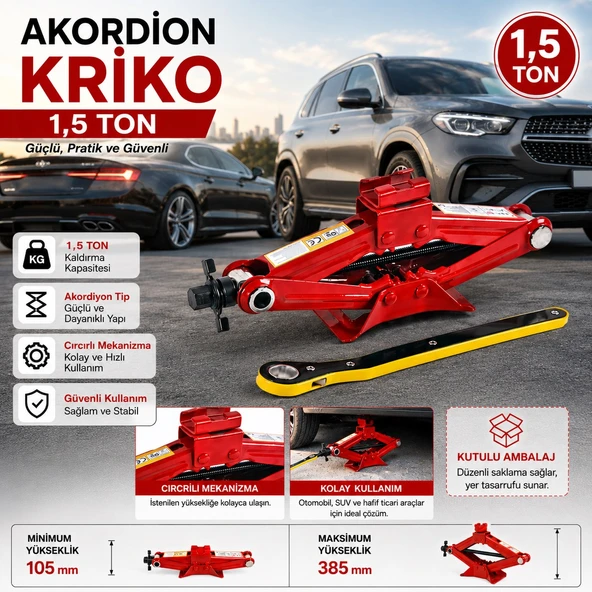 1,5 Ton Akordiyon Kriko Cırcırlı Araç Kaldırma Krikosu ürün görseli 1