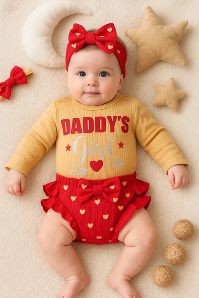 Daddy's Girl Bandanalı Kız Bebek Takımı ürün görseli 1