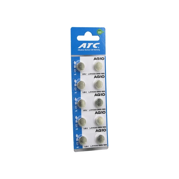 ATC ALKALİNE BUTTON BATTERY ( AG10 ) ( LR-1130/389/189 ) ( DÜĞME PİL ) ( ALKALİN ) ( 1.5V ) ( 10LU KART )*400 ürün görseli 1
