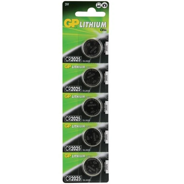 GP CR2025 3 V Lityum 5'li Para Pil ürün görseli 1