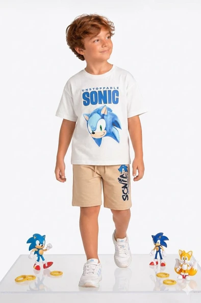 Cg Kids Sonic Erkek Çocuk Tshirt & Şort Alt Üst Takım Süper Kalite ürün görseli 1