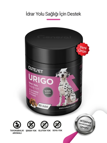 Cutepet Urigo Köpek İdrar Yolu Sağlığı Destekleyici Tablet 60 Adet Üriner Sistem ve Mesane Destekleyici ürün görseli 1