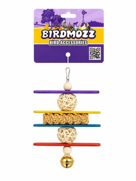 Birdmozz Premium Hasır Örgülü Çubuklu Kuş Oyuncağı ürün görseli 1