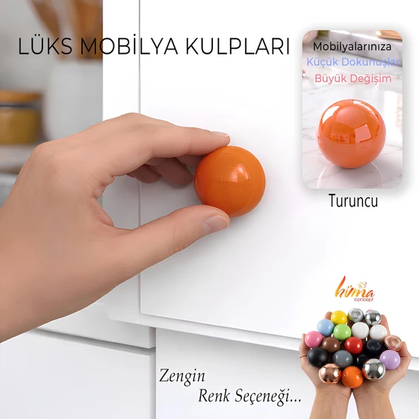 Sert Plastik Düğme Yuvarlak Top Turuncu Dolap Mobilya Mutfak Dolabı Çekmece Kulbu Kulpu Kulplar ürün görseli 1