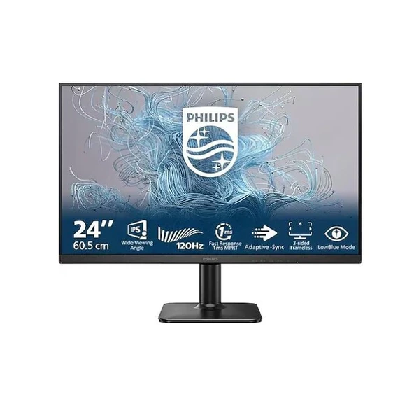 PHILIPS 24E2N1110 1000 Serisi 23.8" LED IPS 1ms 120Hz 1920x1080 FullHD VGA HDMI (VESA) Siyah Monitör ürün görseli 1