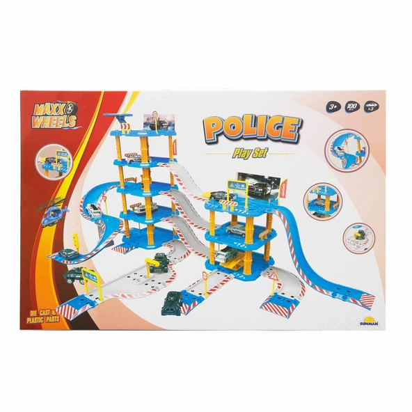 Maxx Wheels 4 Katlı Polis Garaj Seti 100 Parça - Resim 4