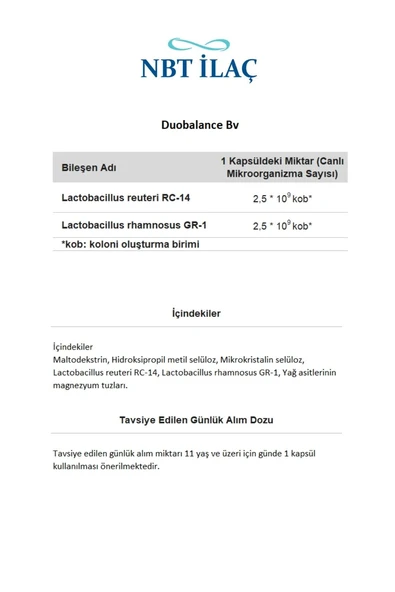 Duobalance BV Probiyotik 14 Kapsül - Resim 2