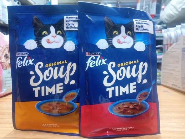 FELİX KEDİ ÇORBASI 50 ADET TAVUKLU 50 ADET SIĞIR ETLİ TOPLAM 100 ADET ürün görseli 1