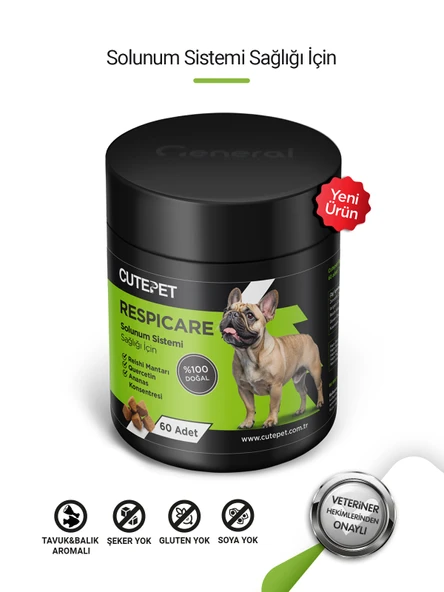 Cutepet Respicare Köpek Solunum Destek Tableti 60 Adet Alerji, Bağışıklık ve Nefes Desteği ürün görseli 1