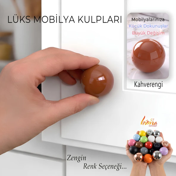 Sert Plastik Düğme Yuvarlak Top Kahverengi Dolap Mobilya Mutfak Dolabı Çekmece Kulbu Kulpu Kulplar ürün görseli 1