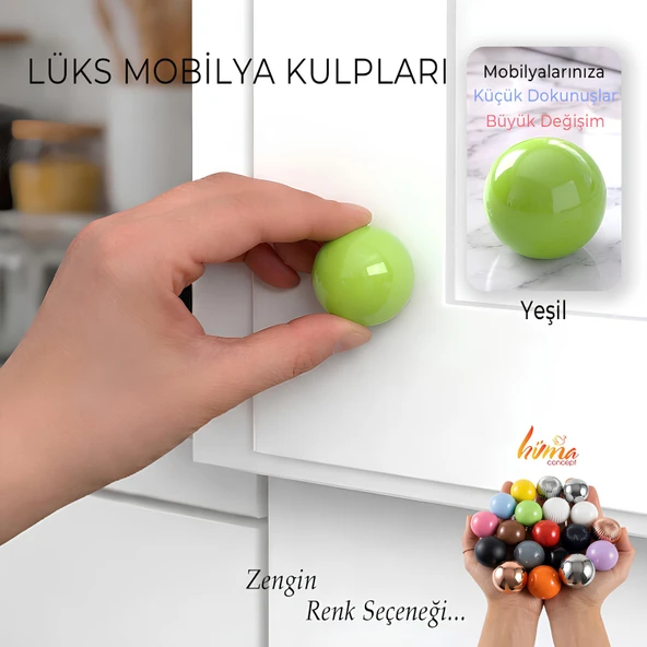 Sert Plastik Düğme Yuvarlak Top Yeşil Dolap Mobilya Mutfak Dolabı Çekmece Kulbu Kulpu Kulplar ürün görseli 1