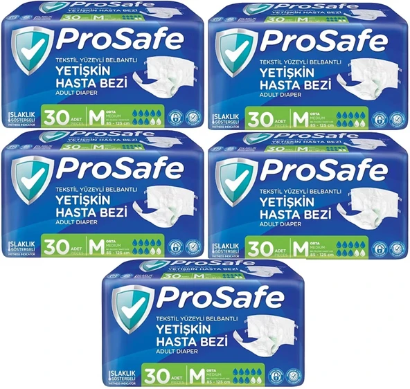 Prosafe Belbantlı Orta Boy M 30'lu 5 Adet Hasta Bezi ürün görseli 1
