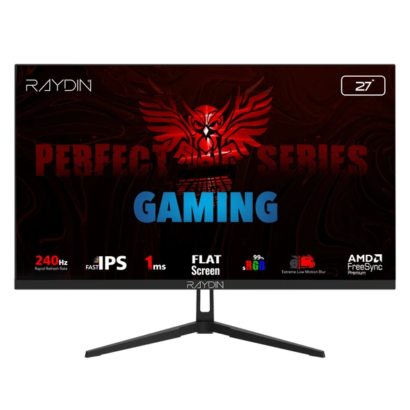 RAYDIN EC27DFI-240HZ, 27", 1ms, 240Hz, Full HD, HDMI, DP, IPS LED, Flat, Frameless, FreeSync Gaming Monitör ürün görseli 1