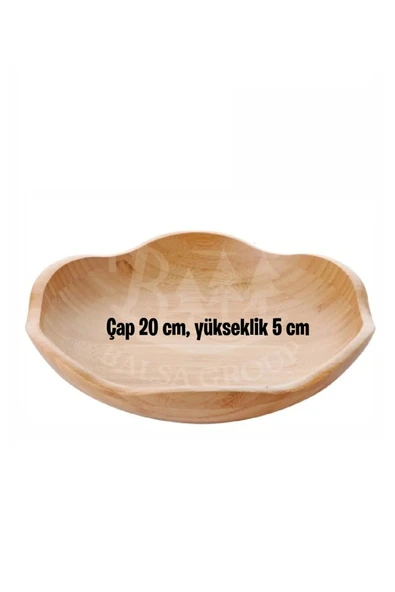 Dekoratif Bambu Servis Tabak, Servis Tabağı, Salata Tabağı, Çap 20 cm ürün görseli 1