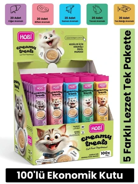 Hobi 5 Çeşit Karışık Krema Kedi Ödül Maması 14 gr x 100 Adet ürün görseli 1