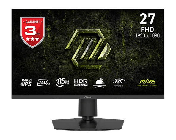 MSI 27 MAG 272PF X24 1920x1080 (FHD) 16:9 FLAT RAPID IPS 240Hz 0.5MS (GTG) ADAPTIVE-SYNC PIVOT SIYAH GAMING MONITOR ürün görseli 1