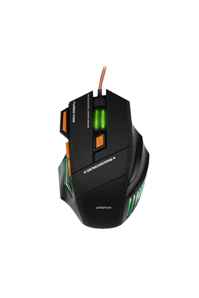 PGS301 Kablolu RGB Aydınlatma 3200 DPI Ergonomik Tasarım Optik Gaming Oyuncu Mouse Siyah ürün görseli 1