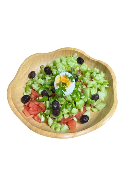 Dekoratif Bambu Servis Tabak, Servis Tabağı, Salata Tabağı, Çap 25 cm - Resim 2