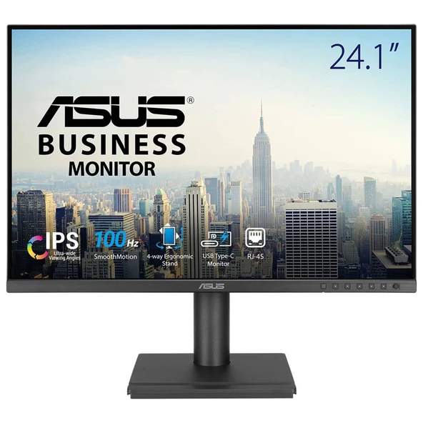ASUS KURUMSAL BE248CFN 24.1 IPS 1920X1200 5MS 100HZ 350CD HDMI VGA USB HOPARLÖR VESA 3YIL DAISY CHAIN FLICKER-FREE ÇERÇEVESIZ DÜŞÜK MAVI IŞIK PIVOT PD 96W MONITÖR ürün görseli 1