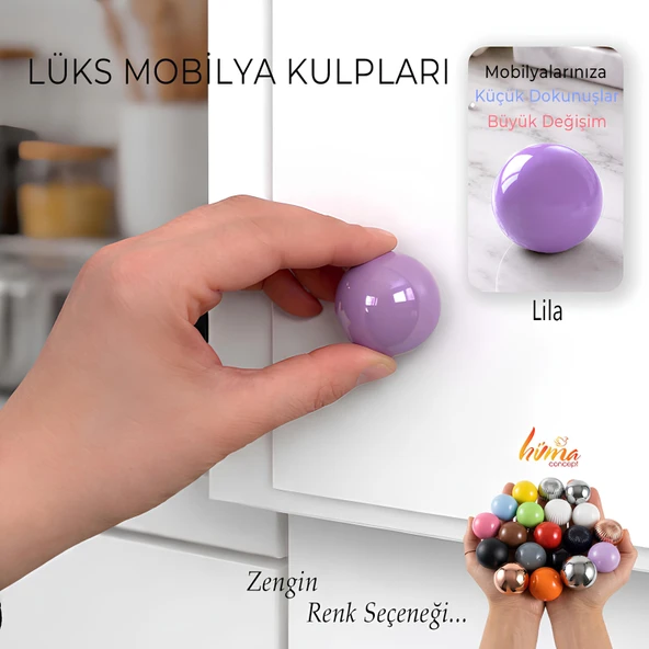 Sert Plastik Düğme Yuvarlak Top Lila Dolap Mobilya Mutfak Dolabı Çekmece Kulbu Kulpu Kulplar ürün görseli 1