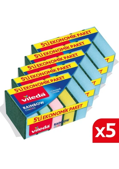 Vileda 5 Paket 5'li Rainbow Bulaşık Süngeri ürün görseli 1