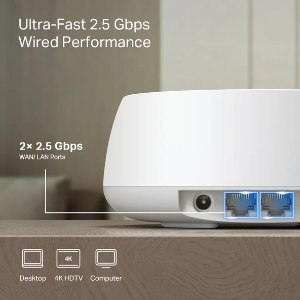 TP-LINK BE25 Wıfı7 BE5000 EV Ofis Tipi Mesh Router - Resim 4