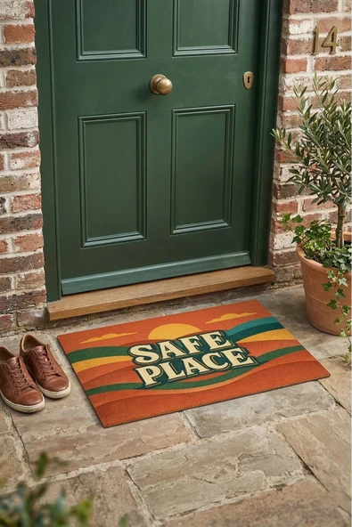 Valerine Life SAFE PLACE Vintage Sunset Dijital Baskılı Ev Ofis işyeri Dış Kapı Önü Paspası 45x70cm ürün görseli 1