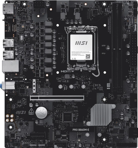 MSI MB PRO B860M-E SOKET 1851 DDR5 9066MHZ(OC)  2xM.2 HDMI DISPLAY 5G LAN mATX ürün görseli 1