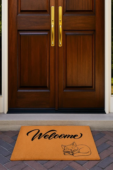 Valerine Life Velür Coco Dokulu Welcome Hoş Geldiniz Kapı Önü Dış Mekan Paspası 45x70cm 27YCM260107 ürün görseli 1
