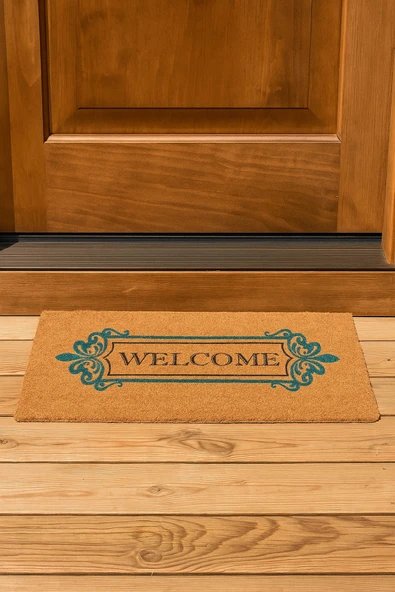 Valerine Life Velür Coco Dokulu Welcome Hoş Geldiniz Kapı Önü Dış Mekan Paspası 45x70cm 27YCM260111 ürün görseli 1