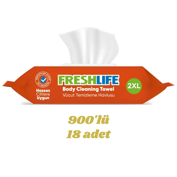 Freshlife 2XL Vücut Temizleme Havlusu 18 x 50 (18 Paket) 900 Adet ürün görseli 1