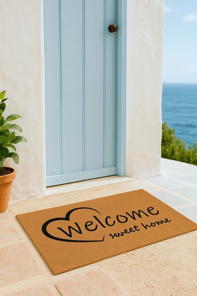 Valerine Life Velür Coco Dokulu Welcome Hoş Geldiniz Kapı Önü Dış Mekan Paspası 45x70cm 27YCM260119 ürün görseli 1